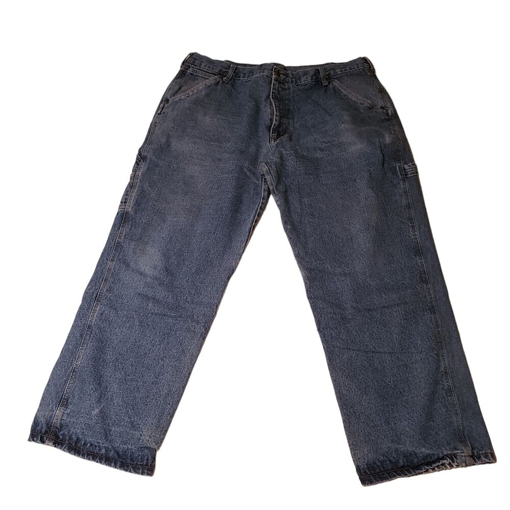 Smith's Workwear Blue Denim Carpenter Medium Wash Jeans Fleece Lined Mens 42x30